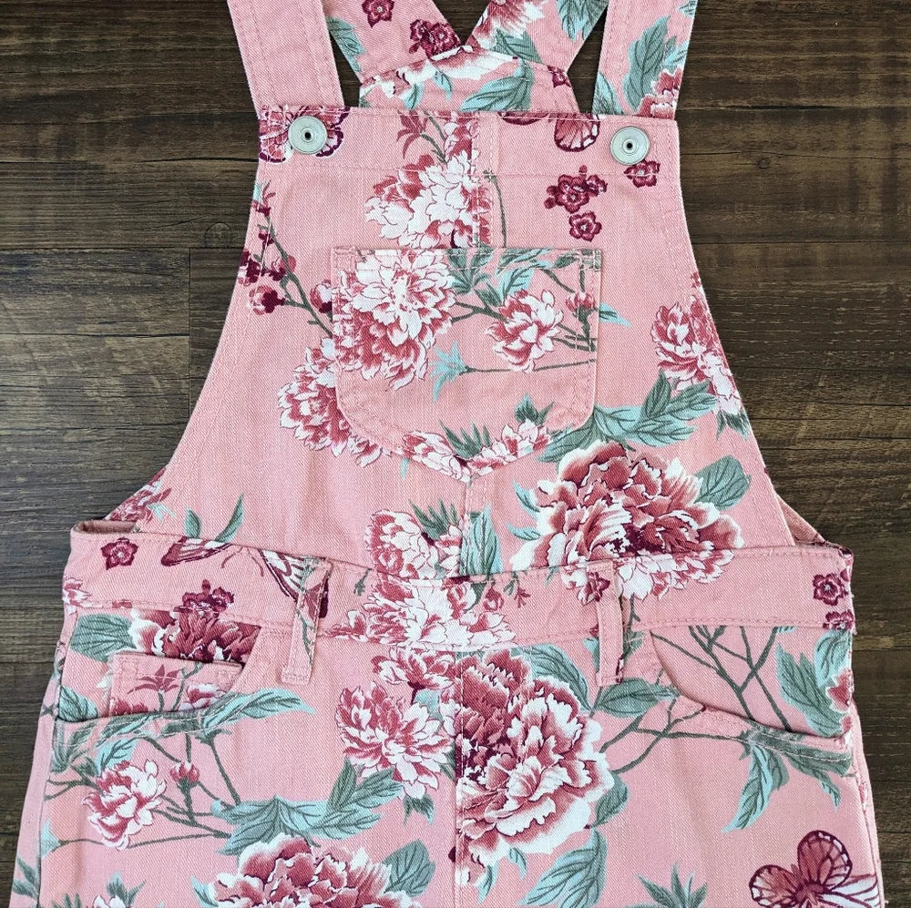 Children's Place Pink Floral Shortalls Overalls